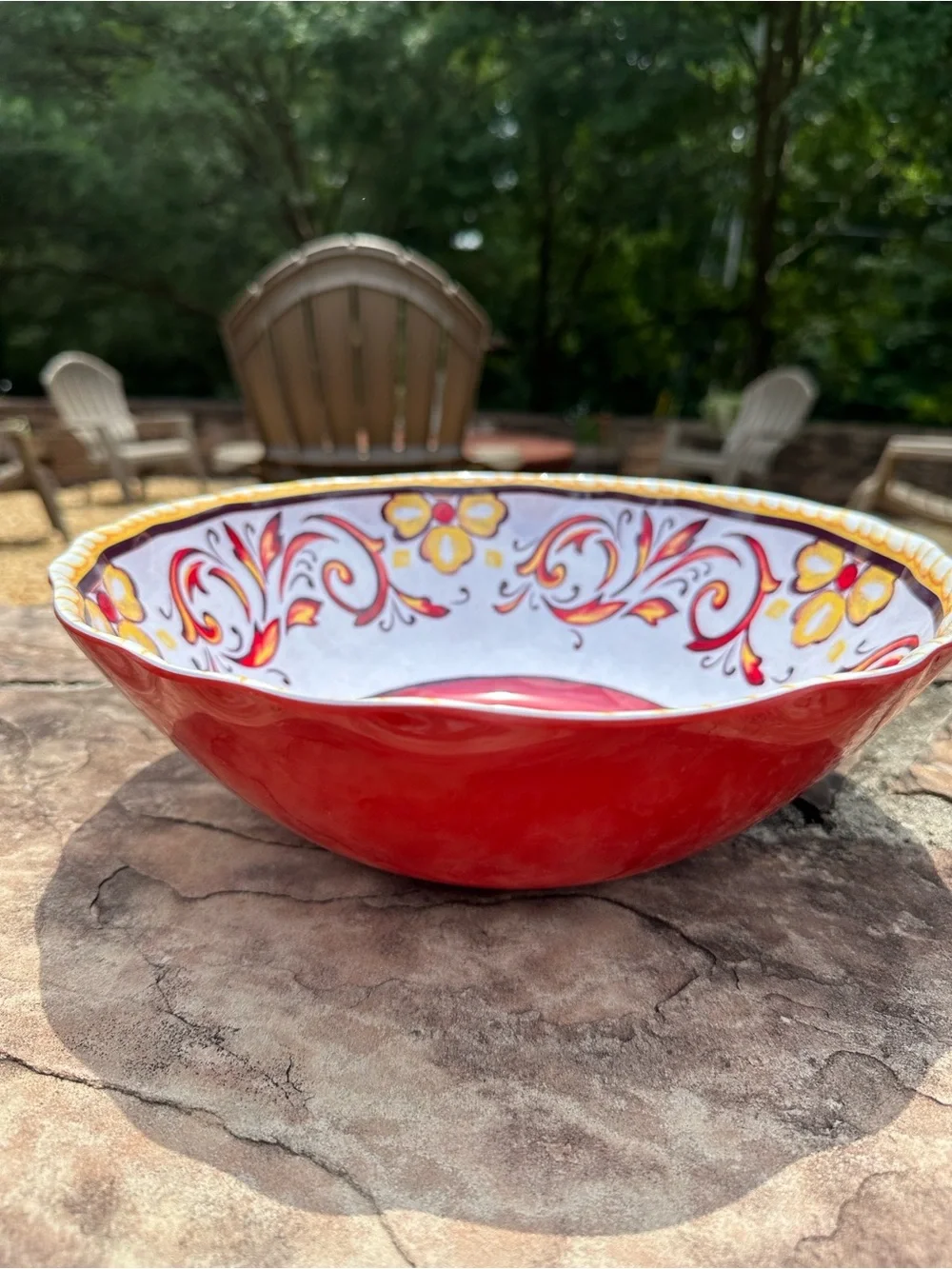 Red and Yellow Decorative Plastic Resin Bowl